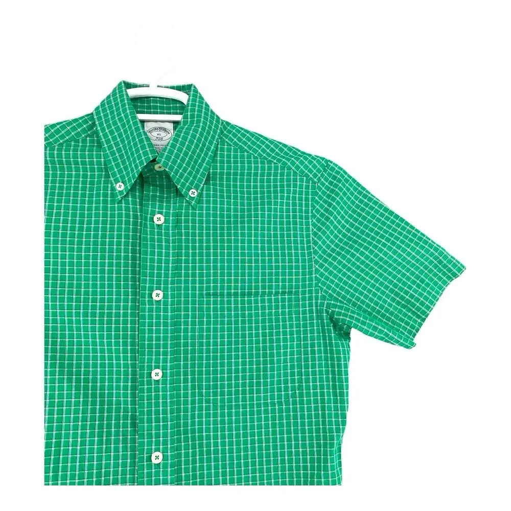Brooks Brothers Men's Button Down‎ Short Sleeve Blue Check Shirt XS